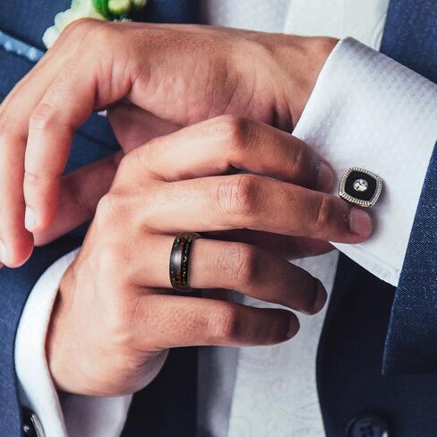 King Will Nature 8mm Turquoise Tungsten Carbide Wedding Ring Abalone Shell Opal Inlaid Real Wood Engagement Band for Men in Kuwait