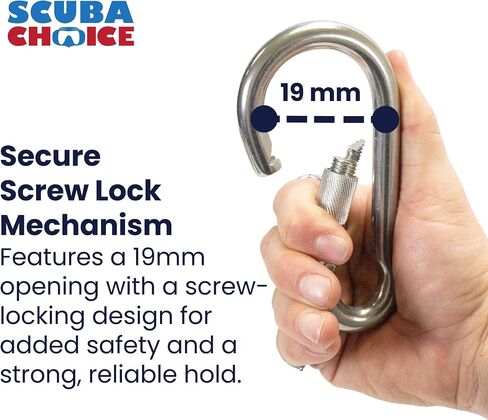 Snorkel Master Scuba Choice SS Snap Hook Carabiner Boat Marine Clip with Screw 25mm Opening, 16 cm, Gold in Saudi Arabia
