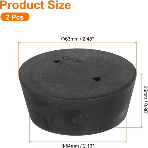 uxcell 2 Pcs 2-Hole Rubber Stopper, Tapered Lab Seal Tube Stopper Plug for Test Tube Flasks Glass Containers Industry and Laboratories, 27x23x25mm Black in Saudi Arabia
