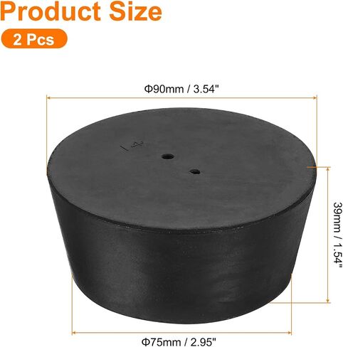 uxcell 2 Pcs 2-Hole Rubber Stopper, Tapered Lab Seal Tube Stopper Plug for Test Tube Flasks Glass Containers Industry and Laboratories, 27x23x25mm Black in Saudi Arabia