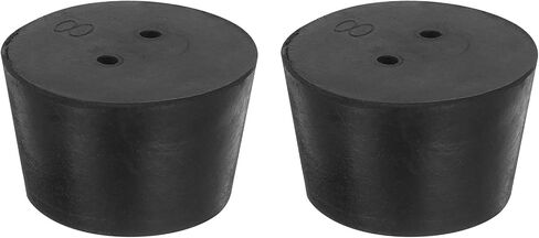 uxcell 2 Pcs 2-Hole Rubber Stopper, Tapered Lab Seal Tube Stopper Plug for Test Tube Flasks Glass Containers Industry and Laboratories, 27x23x25mm Black in Saudi Arabia