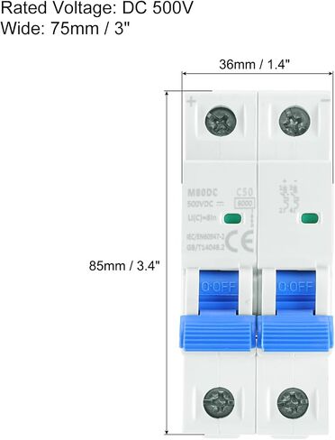 meccanixity 1pcs قاطع الدائرة المصغرة 2P 40A DC 500V M80DC DIN RAIL MATTE DISCHNECT RISTRING CIRCUIN in Saudi Arabia