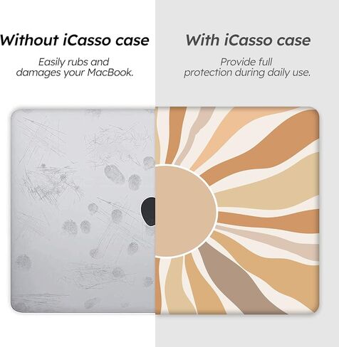 iCasso Compatible with MacBook Air 13 inch Case 2021-2018 Release A2337/A1932/A2179, Hard Shell Case Cover and Keyboard Cover Only for MacBook Air 13'' with Touch ID Retina Display(Leopard Pink) in Kuwait