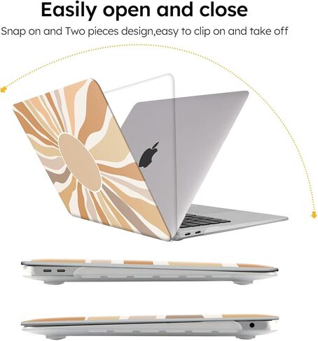 iCasso Compatible with MacBook Air 13 inch Case 2021-2018 Release A2337/A1932/A2179, Hard Shell Case Cover and Keyboard Cover Only for MacBook Air 13'' with Touch ID Retina Display(Leopard Pink) in Kuwait