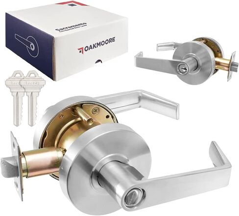 Heavy Duty Commercial Door Handle | Storeroom Lock Function | Grade 2 Commercial Door Locks, Keyed for Schools & Businesses | Storeroom Door Knob | Nickel Finish Lockset | C UL & ADA | ANSI A156.2 in Saudi Arabia