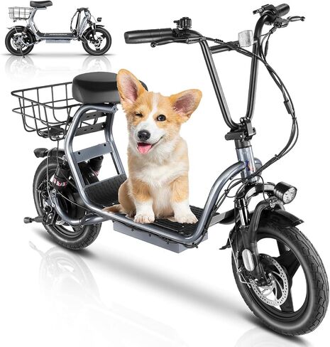Caroma Peak 1200W Electric Scooter with Seat, 14" Fat Tire Electric Scooter Adults, 500Wh Battery up to 30 Miles&20MPH, Foldable Adult Electric Scooter for Commuting with Basket&Shock Absorbing in Saudi Arabia