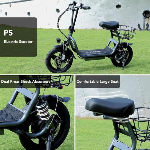Caroma Peak 1200W Electric Scooter with Seat, 14" Fat Tire Electric Scooter Adults, 500Wh Battery up to 30 Miles&20MPH, Foldable Adult Electric Scooter for Commuting with Basket&Shock Absorbing in Saudi Arabia
