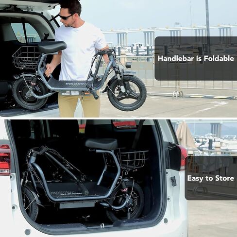 Caroma Peak 1200W Electric Scooter with Seat, 14" Fat Tire Electric Scooter Adults, 500Wh Battery up to 30 Miles&20MPH, Foldable Adult Electric Scooter for Commuting with Basket&Shock Absorbing in Saudi Arabia