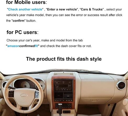 Dash Cover Mat Custom Fit for Ford Explorer/Explorer Sport Trac 2006-2010,Dashboard Pad Cap Carpet Protector K198 (Beige) in Saudi Arabia