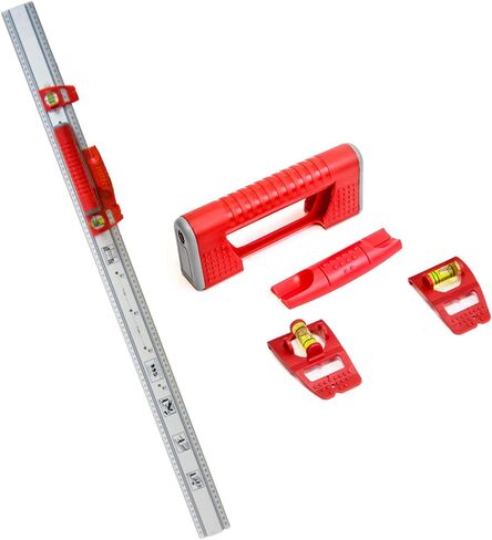 Kapro - 314 Set & Match Ruler - أداة التخطيط ووضع العلامات - قوارير منزلقة مع ⅛ تدرجات إنجليزية - تتضمن قارورتين منزلقتين وقفل، ومقياس مركزي صفر، وميزة مضادة للانزلاق - ألومنيوم - 48 بوصة in Kuwait