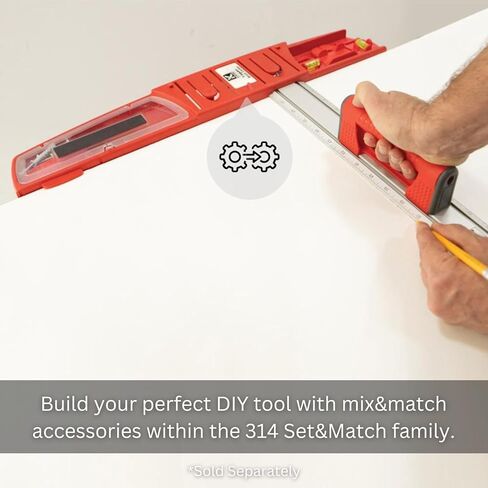 Kapro - 314 Set & Match Ruler - أداة التخطيط ووضع العلامات - قوارير منزلقة مع ⅛ تدرجات إنجليزية - تتضمن قارورتين منزلقتين وقفل، ومقياس مركزي صفر، وميزة مضادة للانزلاق - ألومنيوم - 48 بوصة in Kuwait