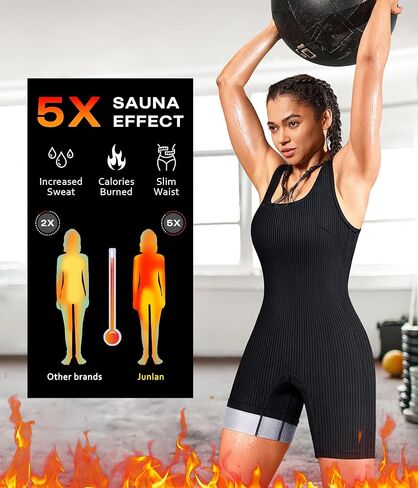 Junlan Waist Trainer Sauna Suit for Women Sauna Sweat Shirt Full Body Jumpsuit in Kuwait