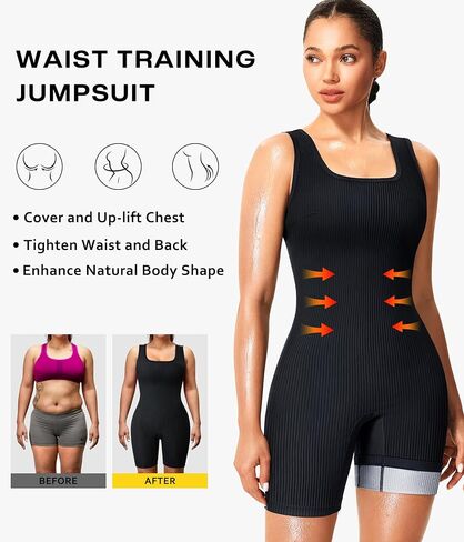 Junlan Waist Trainer Sauna Suit for Women Sauna Sweat Shirt Full Body Jumpsuit in Kuwait
