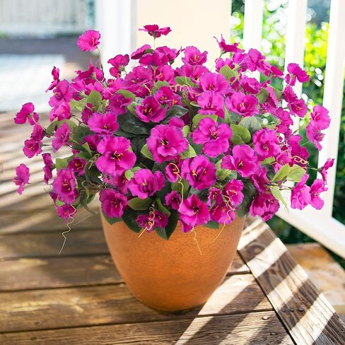 Artificial Fake Outdoor Plants Flowers for Spring Summer Decoration, 6 Bundles Faux Silk Realistic UV Resistant Blue Hibiscus for Pot Planter, Home Outside Porch Patio Balcony Yard, Blue in Saudi Arabia