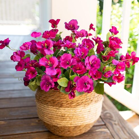 Artificial Fake Outdoor Plants Flowers for Spring Summer Decoration, 6 Bundles Faux Silk Realistic UV Resistant Blue Hibiscus for Pot Planter, Home Outside Porch Patio Balcony Yard, Blue in Saudi Arabia