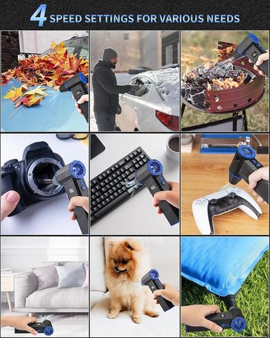 Compressed Air Duster- 4 Speeds Adjustable Electric Air Duster with Digits Display LED Lights,One Charge for 100 Mins, Rechargeable Cordless Air Blower for Keyboard, PC, Car, Home and Outdoor in Saudi Arabia