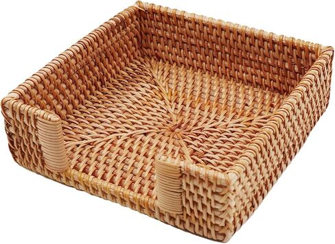 Rattan Napkin Holder,Flat Napkin Holder for Table,Wicker Napkin Holders for Paper Napkins,Cocktail Napkin Holder for Kitchen Dining Table Restaurant Party Bar Holiday, Honey Brown in Saudi Arabia
