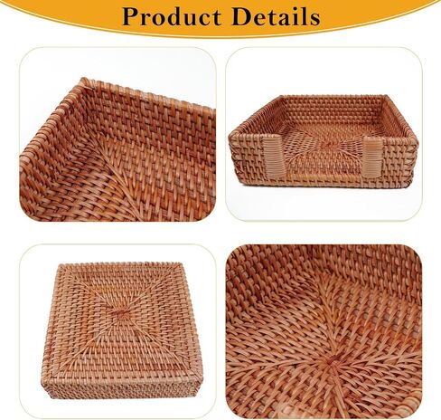 Rattan Napkin Holder,Flat Napkin Holder for Table,Wicker Napkin Holders for Paper Napkins,Cocktail Napkin Holder for Kitchen Dining Table Restaurant Party Bar Holiday, Honey Brown in Saudi Arabia