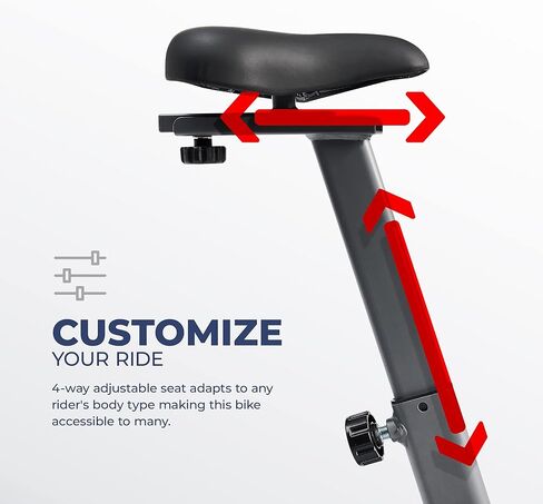 Sunny Health & Fitness Stationary Exercise Upright Bike w/Pulse Sensor & 4-Way Adjustable Seat, Cycling Machine for Home Cardio Training, Optional Resistance Bands and Free SunnyFit App Bluetooth Link in Saudi Arabia