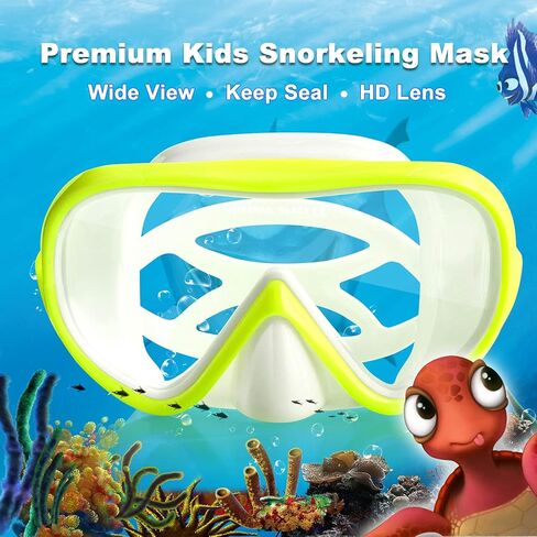 Kids Snorkel Swim Mask, Child Diving Mask Anti-Fog Swim Goggles with Nose Cover for Snorkeling Diving Swimming in Kuwait