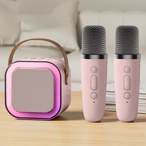 Karaoke Machine for Adults Kids, Portable Bluetooth Mini Karaoke Microphone Singing Speaker with 2 Wireless Mic and Light Toys (Blue) in Saudi Arabia