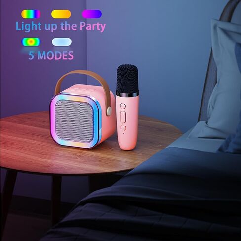 Karaoke Machine for Adults Kids, Portable Bluetooth Mini Karaoke Microphone Singing Speaker with 2 Wireless Mic and Light Toys (Blue) in Saudi Arabia