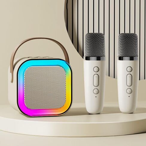 Karaoke Machine for Adults Kids, Portable Bluetooth Mini Karaoke Microphone Singing Speaker with 2 Wireless Mic and Light Toys (Blue) in Saudi Arabia