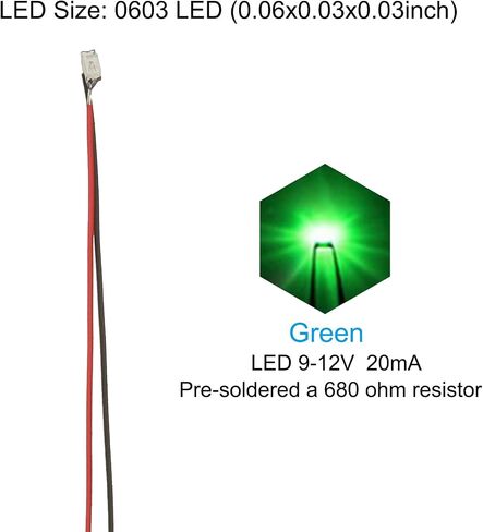 PATIKIL 0402 Pre-Wired Micro LED, 24 Pcs 9-12V Pre-soldered Mini Light Emitting Diodes Surface Mount Device for Model, DIY, 9.8" Length, Orange in Saudi Arabia