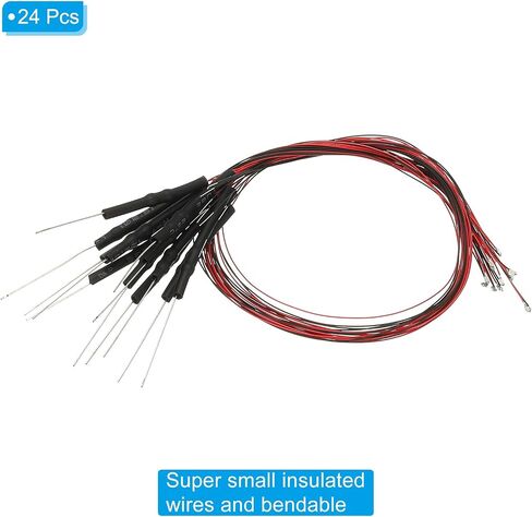 PATIKIL 0402 Pre-Wired Micro LED, 24 Pcs 9-12V Pre-soldered Mini Light Emitting Diodes Surface Mount Device for Model, DIY, 9.8" Length, Orange in Saudi Arabia