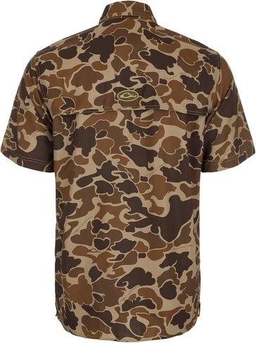 Drake Waterfowl Men's 8-Shot Flyweight Short-Sleeved Shirt | Breathable Moisture-Wicking Quick-Drying Camo Hunting Shirt, Mossy Oak Original Bottomland, Size: XL in Saudi Arabia