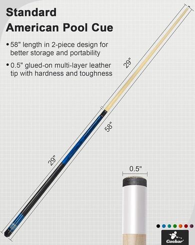 Pool Cues Set of 2, 58 Inch Pool Sticks for Adults, 2-Piece House Bar Billiard Cue Sticks at 2 Different Colors and Weights, Pool Table Sticks for Men Women in Saudi Arabia