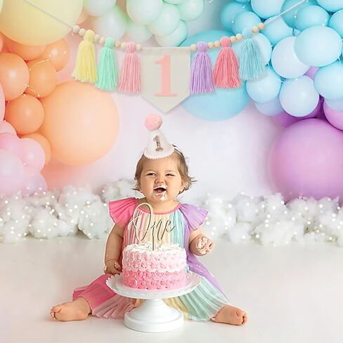 Handmade Boho 1st Birthday High Chair Banner Boho 1st Birthday Hat Decorations Party For Girl Baby Shower Pink Wall Hangings Decorative For Kids Bedroom in Saudi Arabia