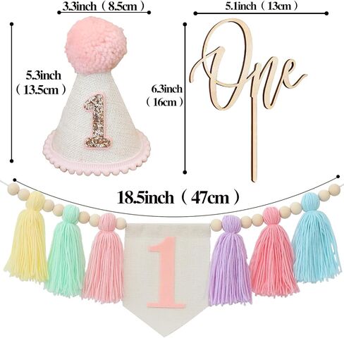 Handmade Boho 1st Birthday High Chair Banner Boho 1st Birthday Hat Decorations Party For Girl Baby Shower Pink Wall Hangings Decorative For Kids Bedroom in Saudi Arabia
