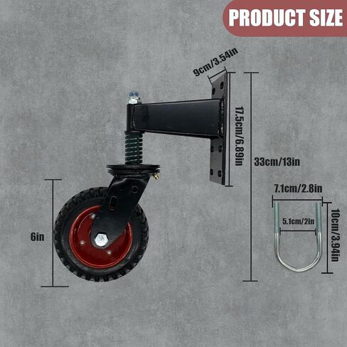 4" Spring Loaded Gate Caster, 220lbs Heavy Duty Gate Rubber Wheel for Metal Tube Wooden Gate, 360 Degree Rotation Spring Shock Absorbing in Saudi Arabia