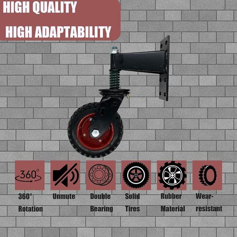 4" Spring Loaded Gate Caster, 220lbs Heavy Duty Gate Rubber Wheel for Metal Tube Wooden Gate, 360 Degree Rotation Spring Shock Absorbing in Saudi Arabia