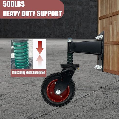 4" Spring Loaded Gate Caster, 220lbs Heavy Duty Gate Rubber Wheel for Metal Tube Wooden Gate, 360 Degree Rotation Spring Shock Absorbing in Saudi Arabia