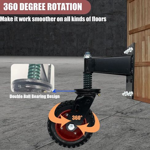 4" Spring Loaded Gate Caster, 220lbs Heavy Duty Gate Rubber Wheel for Metal Tube Wooden Gate, 360 Degree Rotation Spring Shock Absorbing in Saudi Arabia