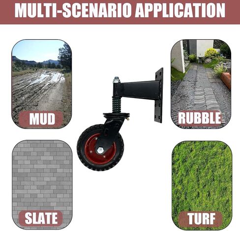 4" Spring Loaded Gate Caster, 220lbs Heavy Duty Gate Rubber Wheel for Metal Tube Wooden Gate, 360 Degree Rotation Spring Shock Absorbing in Saudi Arabia