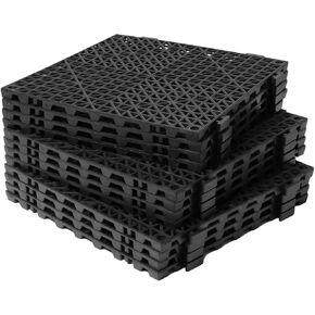Interlocking Drainage Tiles, Drainage Mat PVC Non-Slip Splicing Modular Intenocking Cushion for Deck, Shower, Kitchen, Patio, Balcony, Indoor Outdoor (Gray, 11.8 in x 11.8 in x 12p)