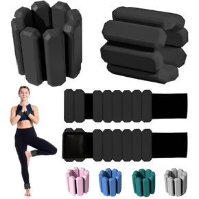 Wrist & Ankle Weights for Women Men, Adjustable Arm & Leg Weights Set of 2(1Lbs Each), Wearable Weighted Bracelet for Yoga, Pilates, Dance, Swimming, Running, Cardio, Gym Workouts