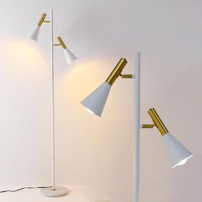 Modern Floor Lamp with 2 Adjustable Head Tall Pole Uplight for Living Room, Bedroom, Office,Gold and Black Corner Light for Reading (Black and Gold)