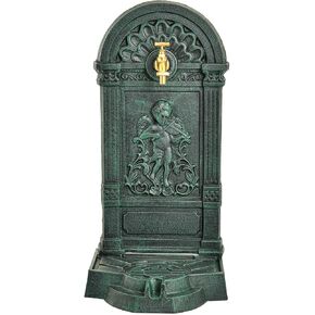 Sungmor Cast Iron Outdoor Water Column with Faucet, Freestanding Floor Mounted Hydrant Water Tap, Decorative Fountain with Faucet Retro Water Column for Garden Farm Pasture Backyard Irrigation Washing