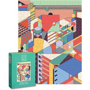 Galison Frank Lloyd Wright Saguaro Forms و Cactus Flower Gold Foil Pozzle ، 1000 قطعة ، 20 "x27" - المرح والاسترخاء والتحدي - تم إضافة رقائق الذهب إلى الصورة النكهة الجديدة إلى قطعة فنية شهيرة in Kuwait