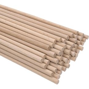 50-Pack Dowel Rods Wood Sticks, 1/8 x 8 Inch Wooden Dowel Rods, Unfinished Hardwood Sticks, Precut Dowels for Crafting/DIYers/Make Baking/Decorating [Wood Color]