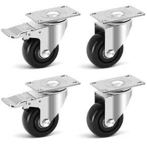 W B D WEIBIDA 3 inch Heavy Duty Swivel Casters Load 1000lbs, Lockable Bearing Plate Caster Wheels, 360-degree Swivel Casters for Furniture and Workbench Cart, Set of 4 (Free Screws and a Spanner)