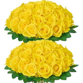 Serwalin 30pcs Artificial Roses Flowers, Orange Roses with Long Stems Realistic Fake Silk Roses Flowers for DIY Wedding Bouquet Arrangement Centerpieces Party Home Table Decorations in Kuwait