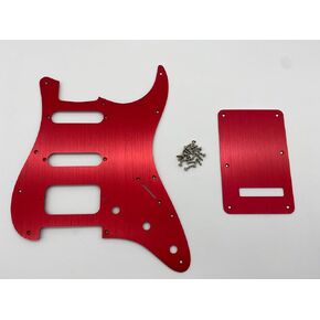 FD11-Holes Aluminum Anodized Modern Style Strat SSH Guitar Pickguard Scratch Plate Fits for American/Mexican guitar guard board (red)