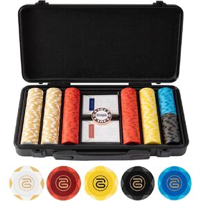 Artgame 14g Clay Poker Chips مجموعة لـ Texas Hold’em ، 500 جهاز كمبيوتر [مع قيم مرقمة] مع حالة رقاقة ، من السهل التمييز