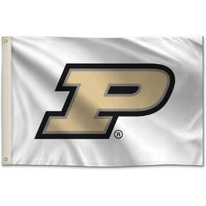 Purdue Boilermakers College Sports Printed Flag - NCAA Licensed - Super Polyester Knit - 2' x 3' School Banner (White, Gold)