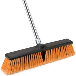 Push Broom Outdoor Heavy Duty Broom with 63" Long Handle for Deck Driveway Garage Yard Patio (Yellow)